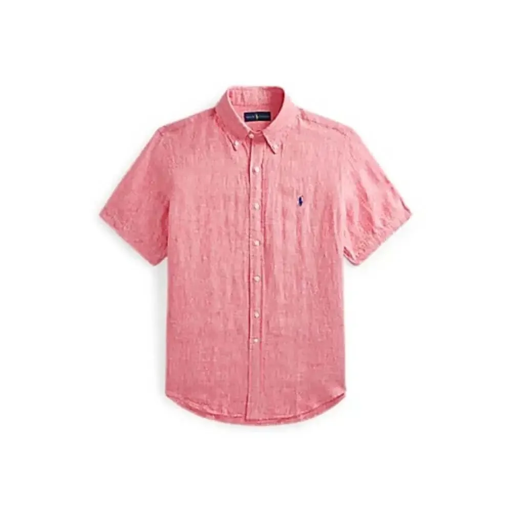 Polo Ralph Lauren Classic Fit Size Large Pink 100% Linen Button Up Shirt NWT